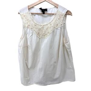 Venezia‎ Women’s 18 Ivory Tank Top Lace Beaded Embroidered Scoop Neck Sleeveless